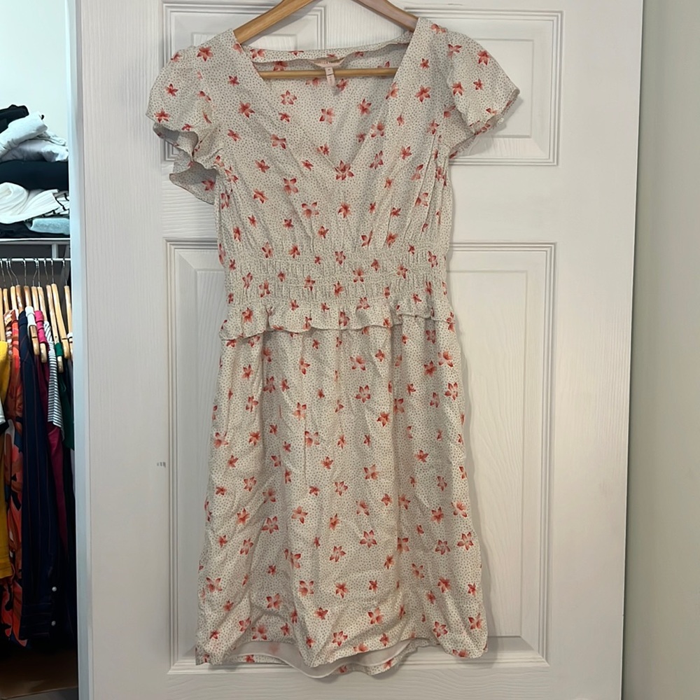 REBECCA Taylor Maui Fleur Jacquard Silk Flutter Sleeve Dress